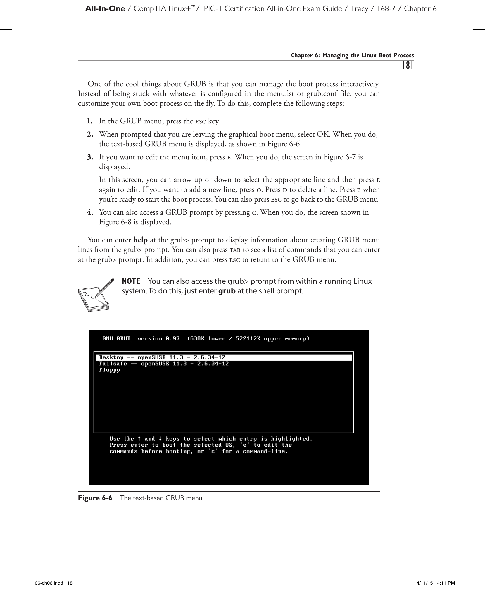 Рис. 6-6. Текстовое меню GRUB.