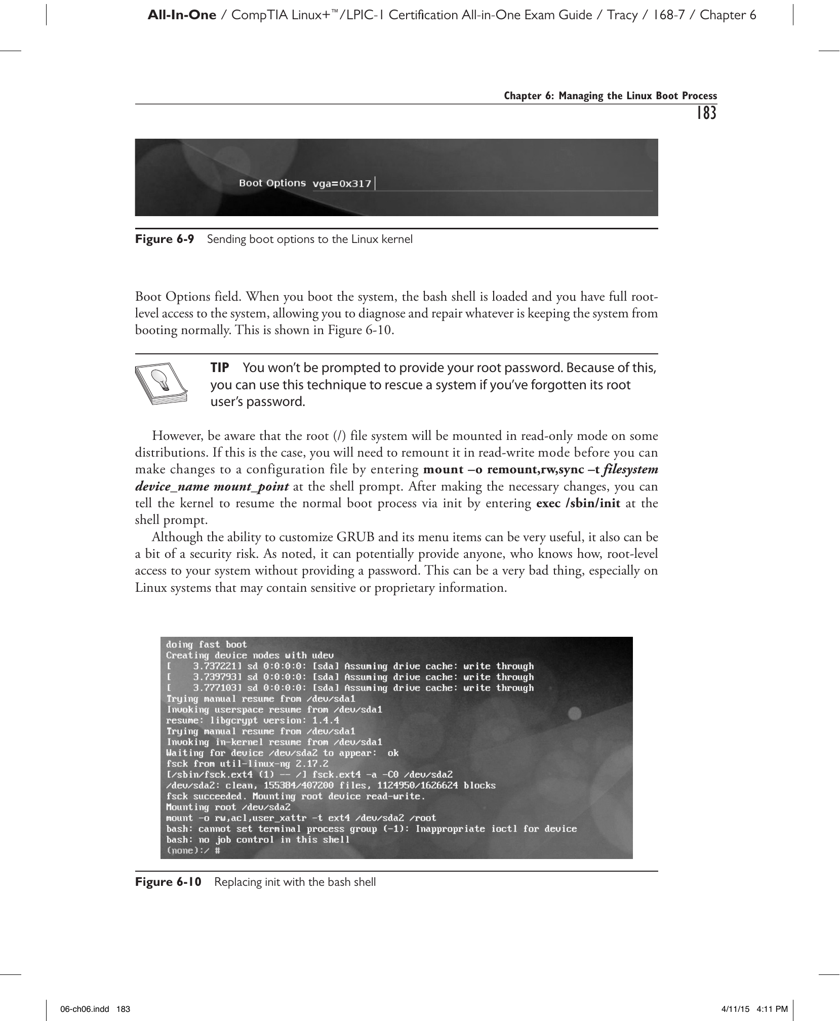 Рис. 6-9. Передача параметров загрузки ядру Linux.