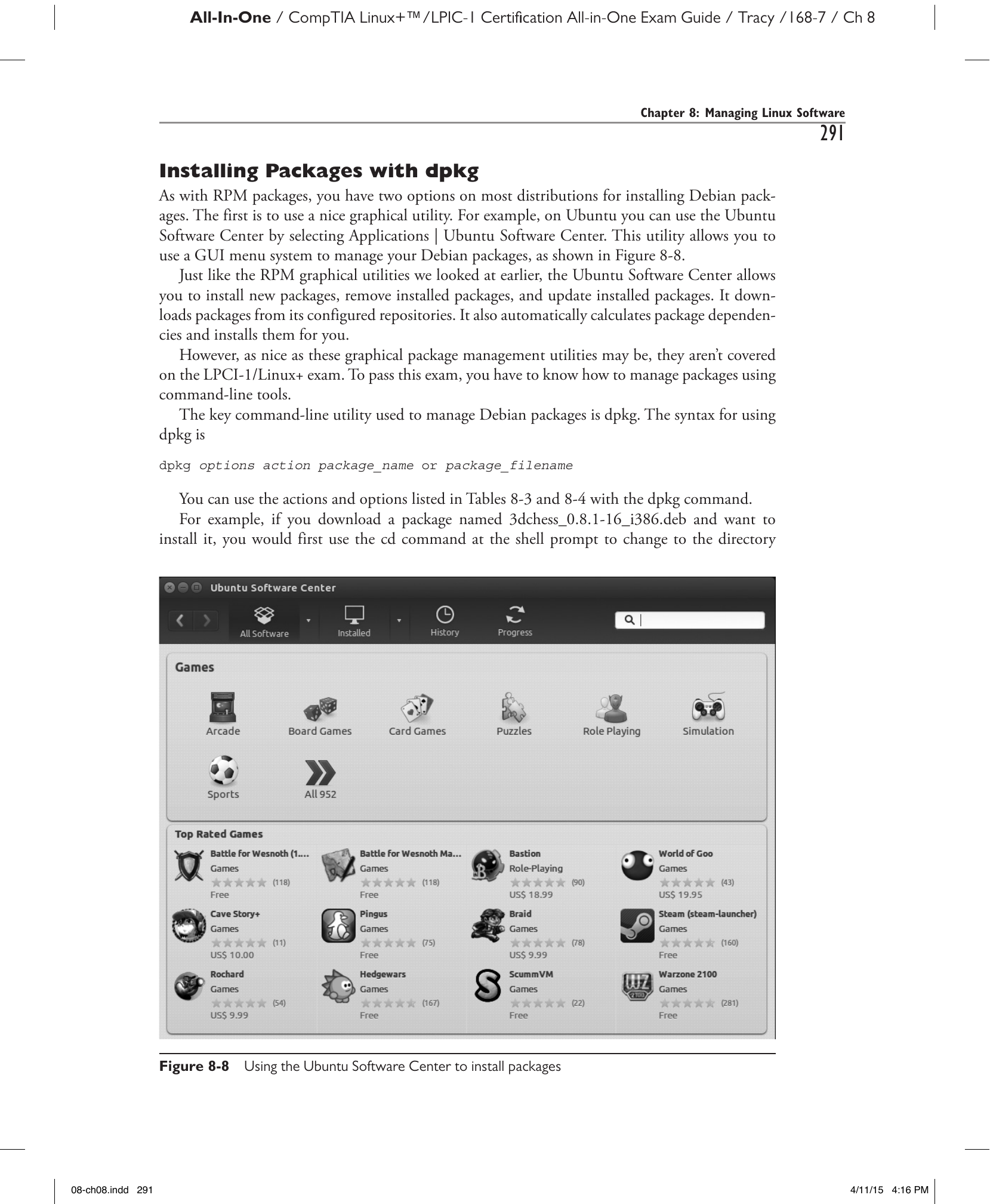 Рис. 8-8. Установка пакетов с помощью Ubuntu Software Center.